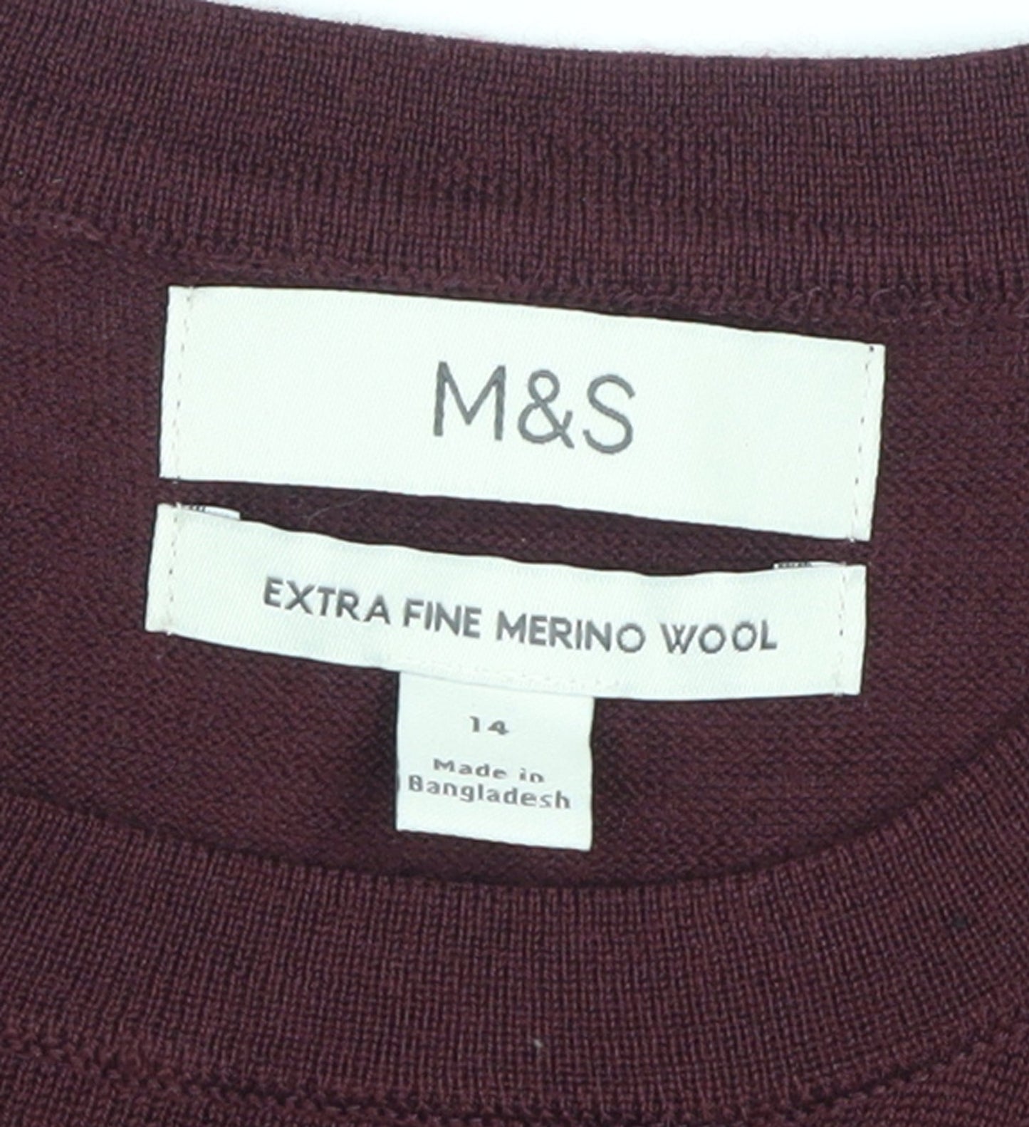 Marks and Spencer Men's Red Merino Wool Crew Neck Jumper L