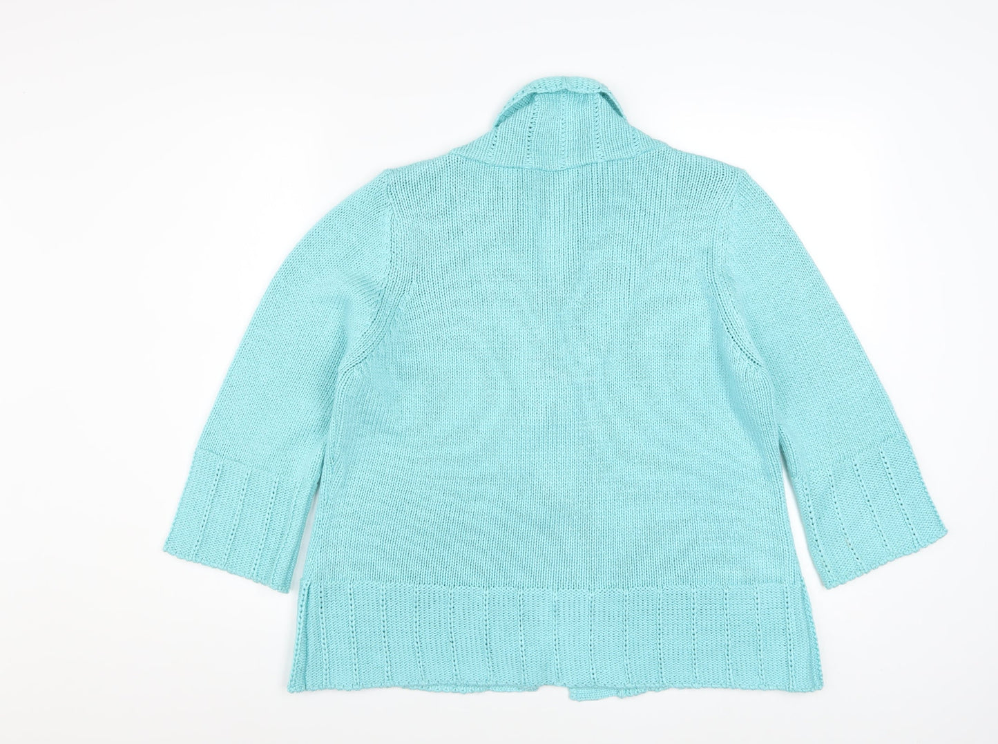 Marks and Spencer Women Blue Cardigan L Knit Acrylic 3/4 Sleeve