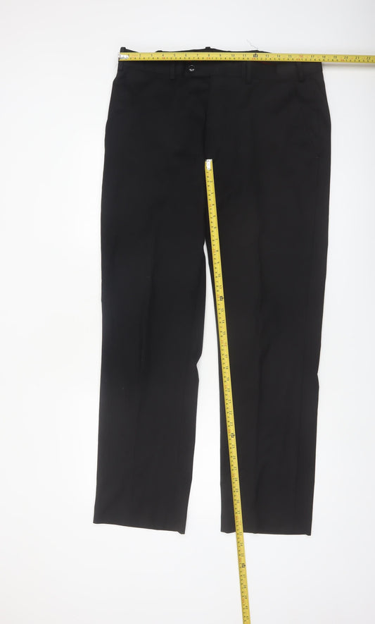 Alfani Men's Black Slim Fit Dress Trousers 36x32 Polyester Blend