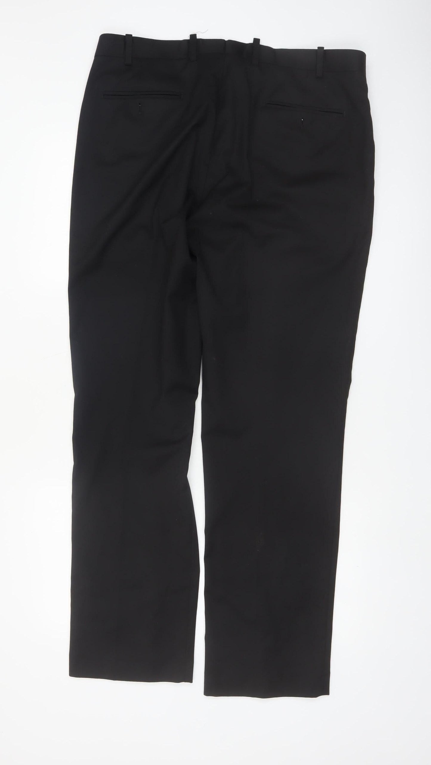 Alfani Men's Black Slim Fit Dress Trousers 36x32 Polyester Blend