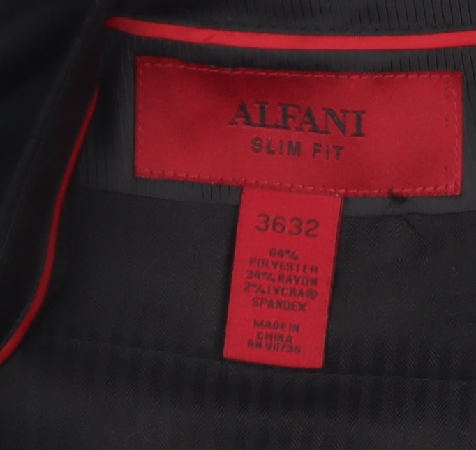 Alfani Men's Black Slim Fit Dress Trousers 36x32 Polyester Blend