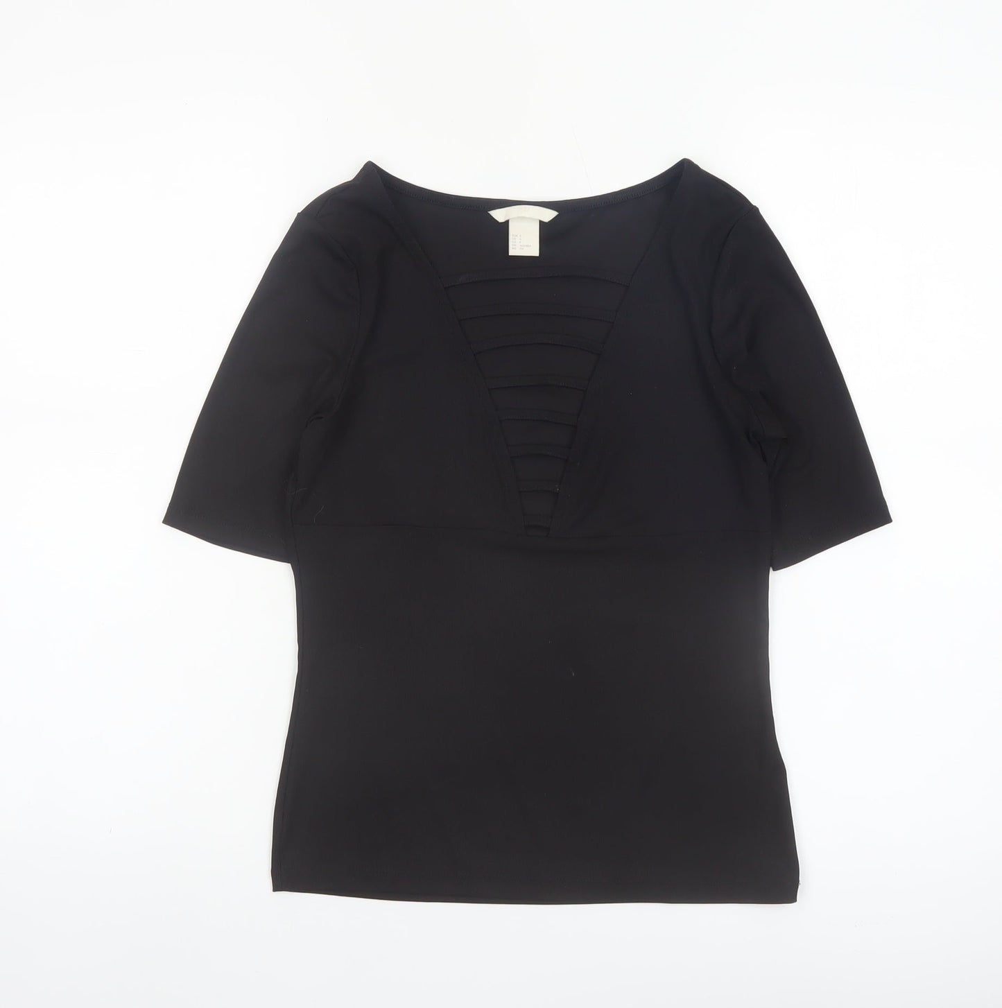 H&M Women’s Black Short Sleeve V-Neck Stretch Blouse Size S
