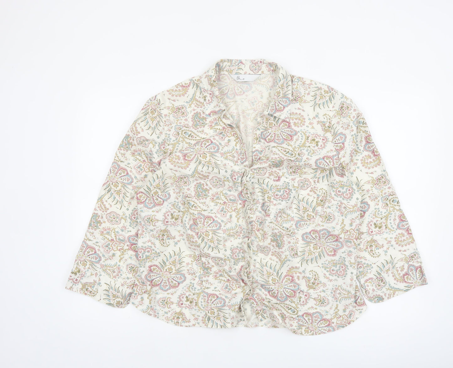 BHS Women’s Multicoloured Floral Cotton Long Sleeve Blouse Size 20