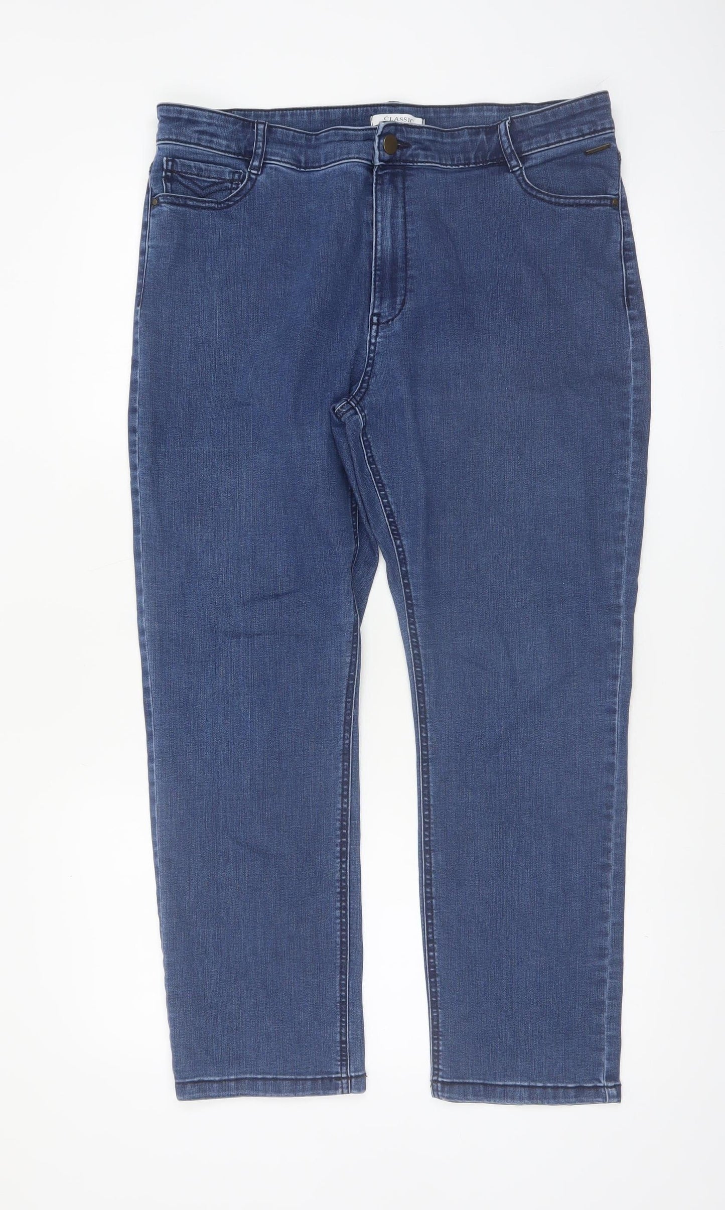 Marks and Spencer Women Blue Size 16 Straight Leg Stretch Jeans