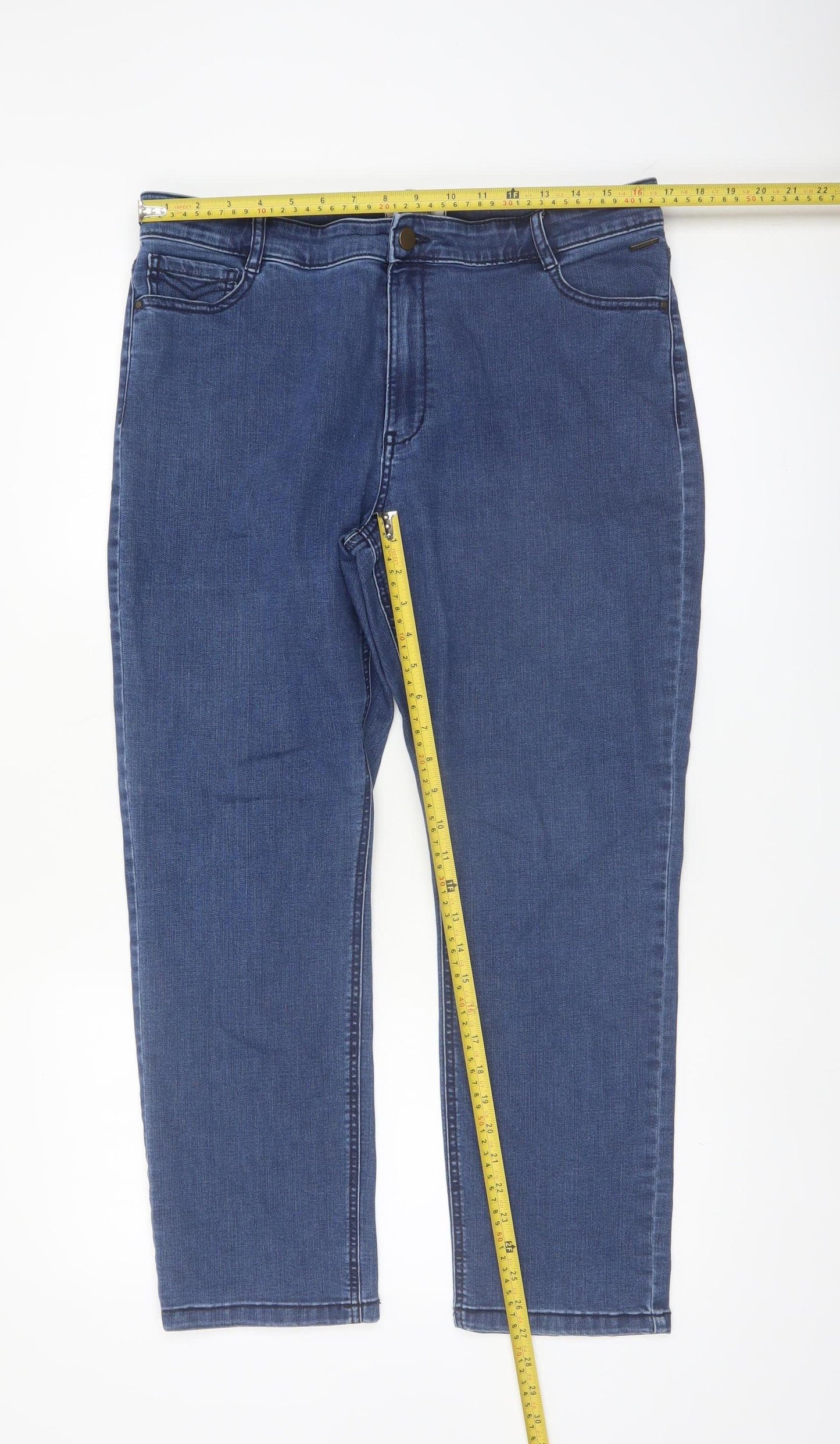 Marks and Spencer Women Blue Size 16 Straight Leg Stretch Jeans