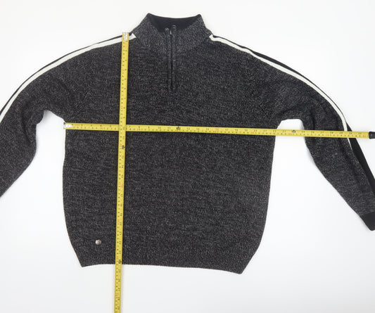 Tokyo Laundry Men's Grey 1/2 Zip High Neck Knit Jumper Size L