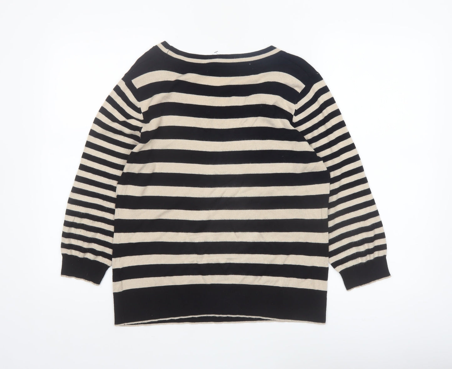 Marks and Spencer Women Black Stripe Knit Jumper Size 14 Per Una