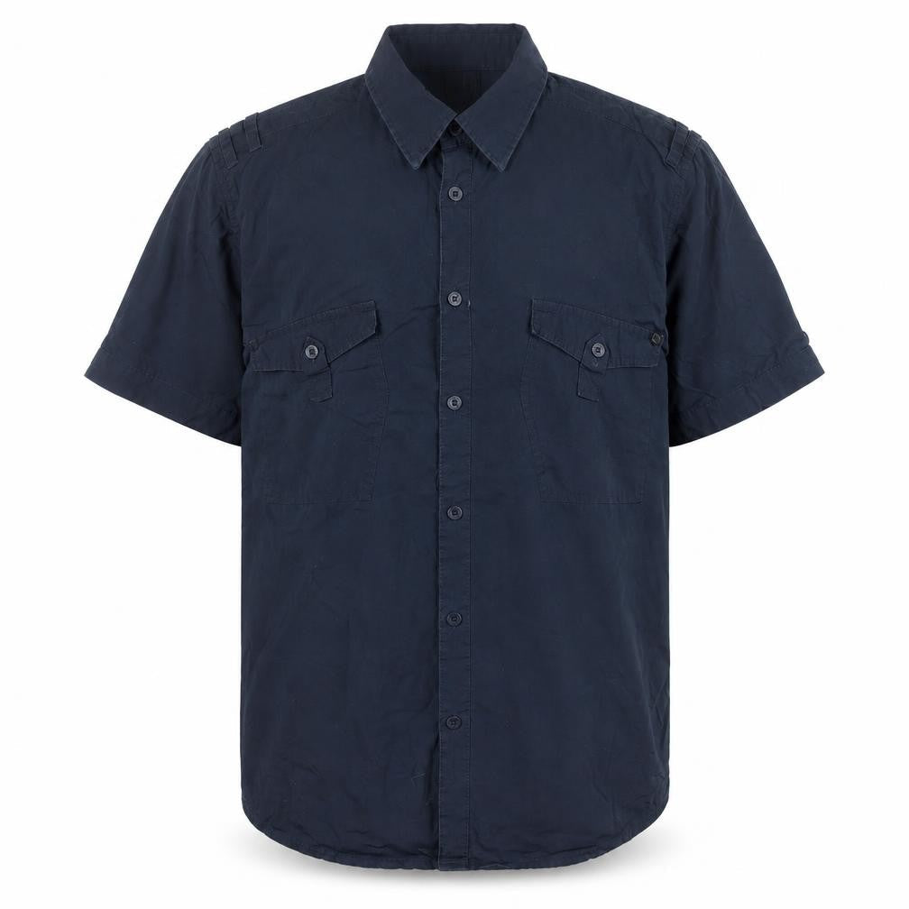 Bench Men's Blue Cotton Short Sleeve Button-Up Shirt L