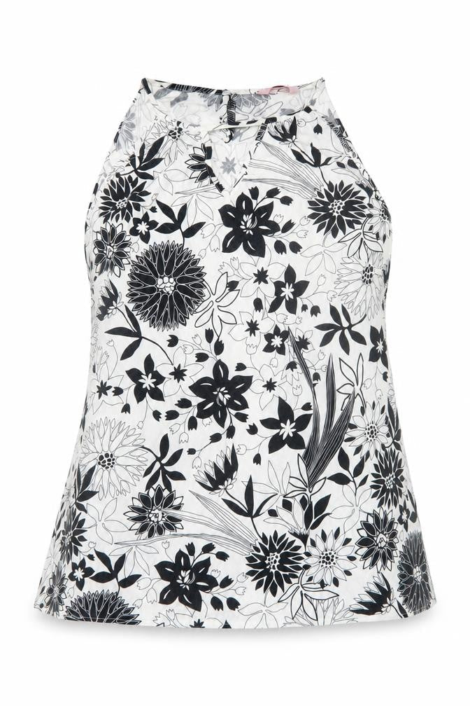 Simply Be Women's Black Floral Linen Viscose Sleeveless Halter Blouse Size 24