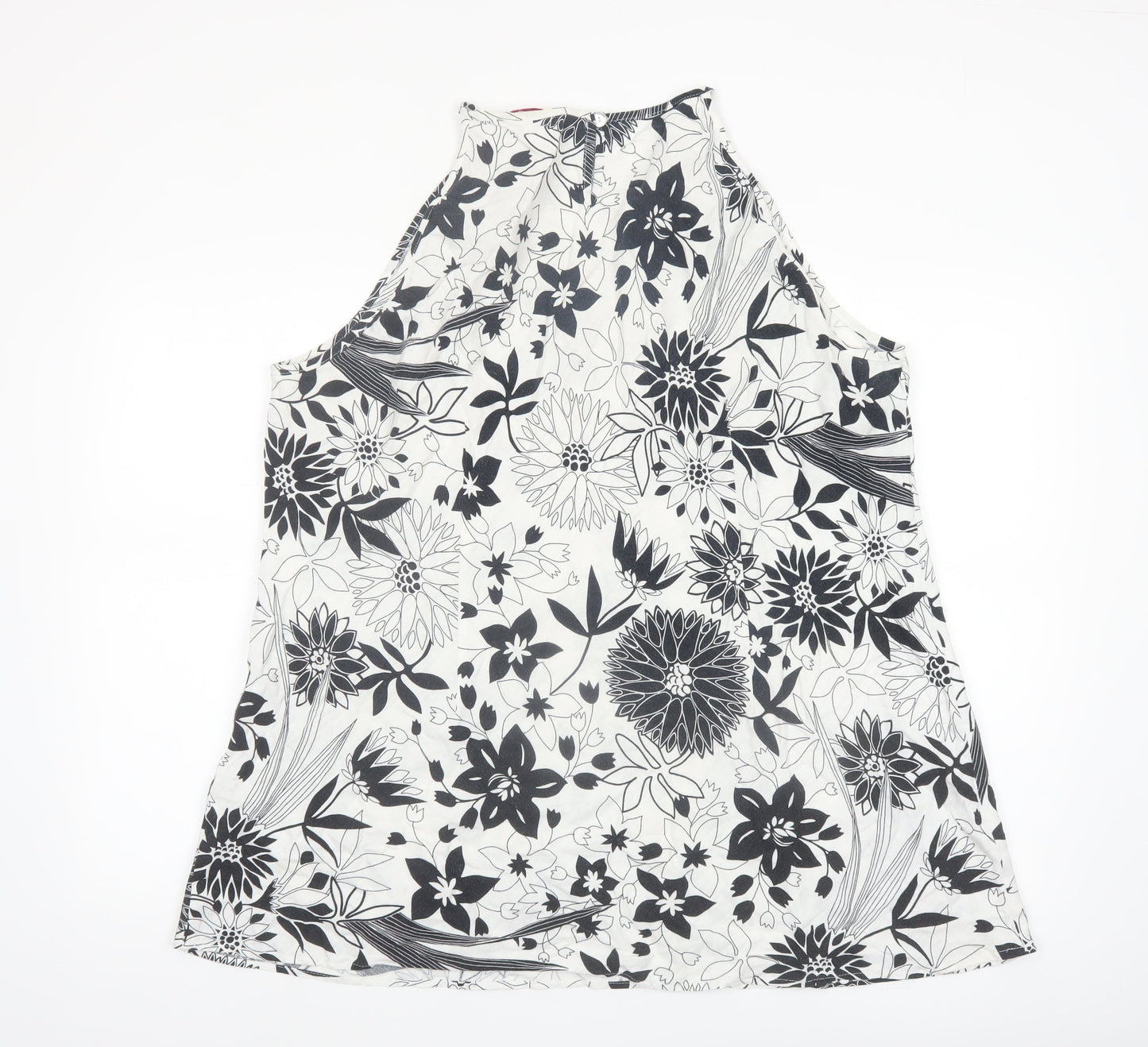 Simply Be Women's Black Floral Linen Viscose Sleeveless Halter Blouse Size 24
