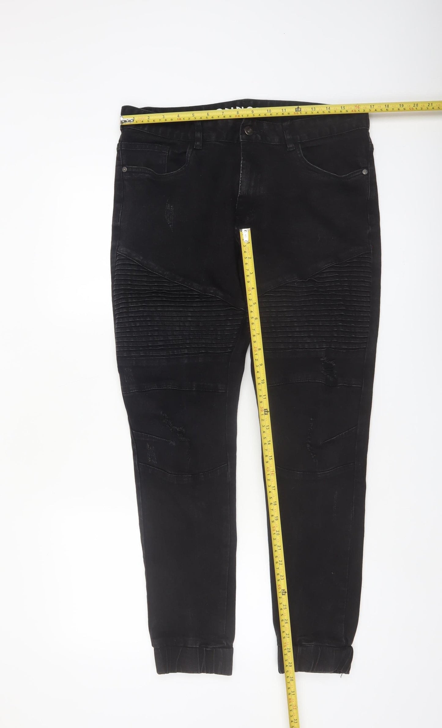 Connor Men's Black Slim Fit Cuffed Stretch Jeans Size 32
