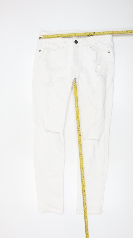 Denim Co Men's White Skinny Jeans W32 L30 Distressed Denim