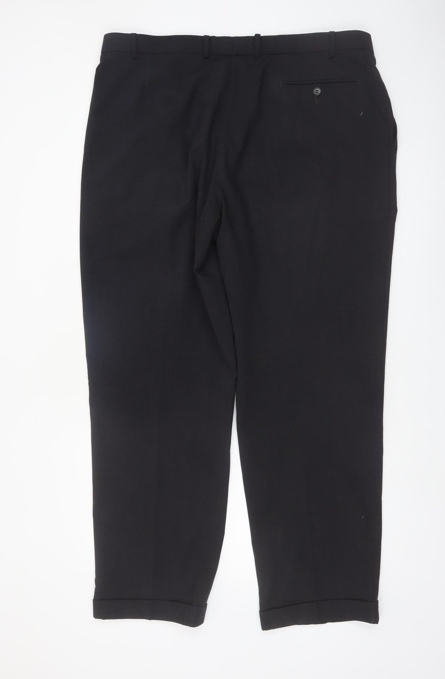 Marks and Spencer Men's Black Wool Blend Pleated Dress Trousers 40W 31L