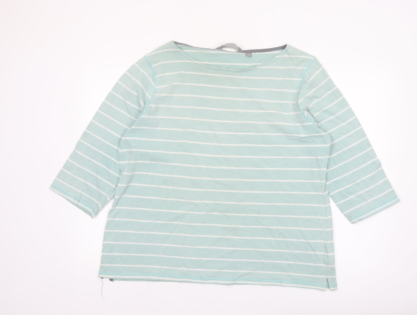 Mountain Warehouse Womens Blue Striped 3/4 Sleeve Cotton Boat Neck Top UK 20