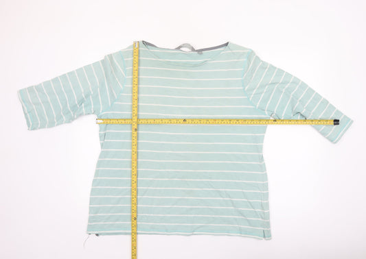 Mountain Warehouse Womens Blue Striped 3/4 Sleeve Cotton Boat Neck Top UK 20