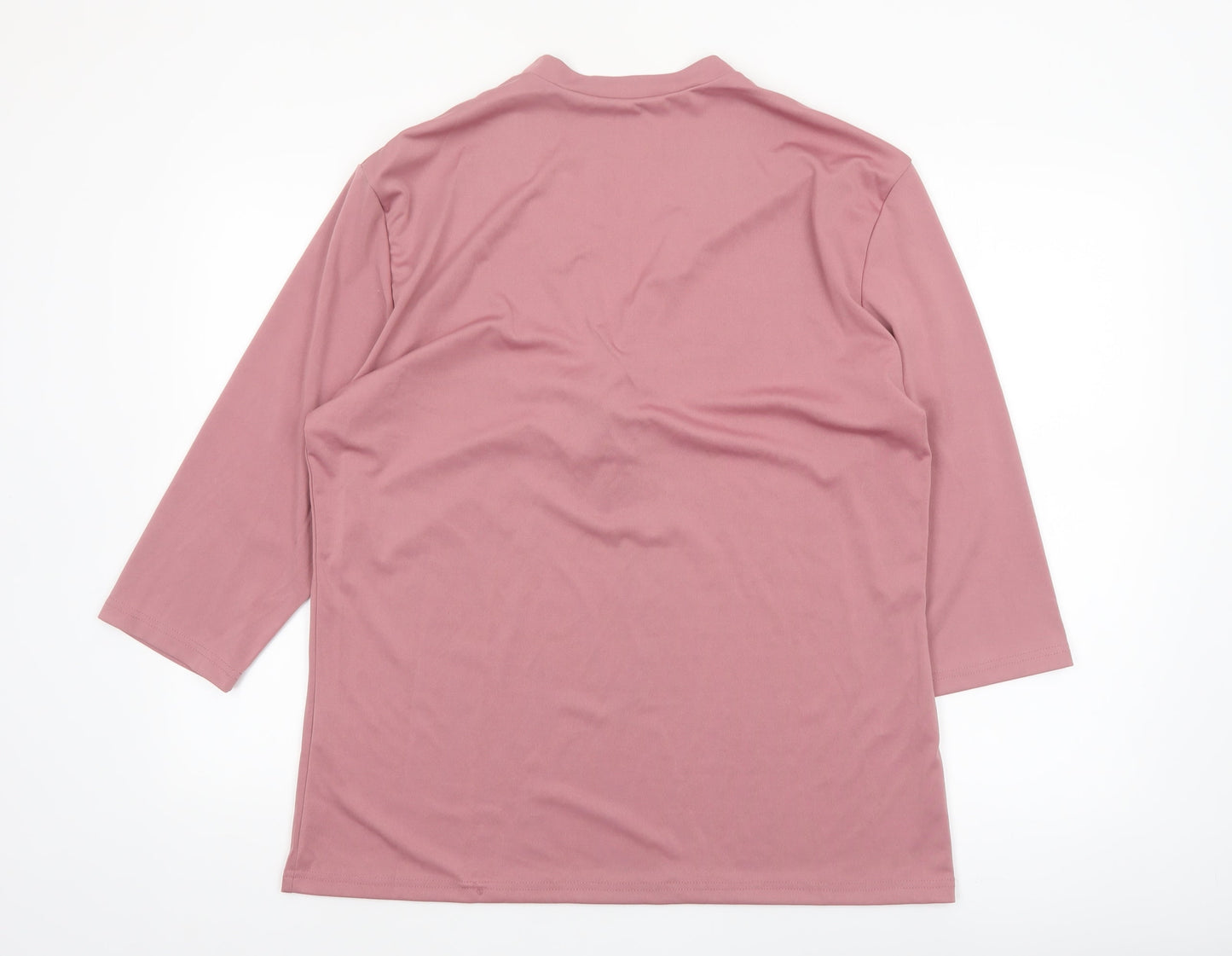 Incerun Women’s Pink 3XL Tunic Top with Tie V-Neck 3/4 Sleeve