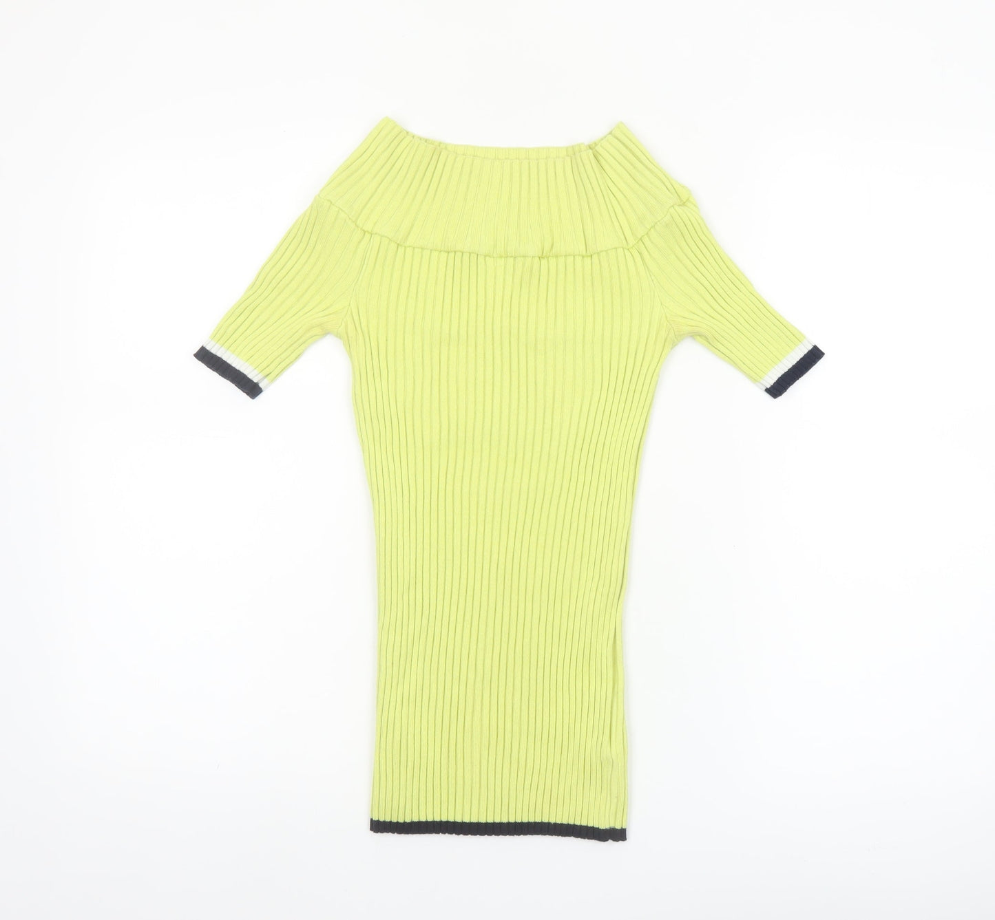 Next Womens Green Off Shoulder Ribbed Knit Jumper Size 12