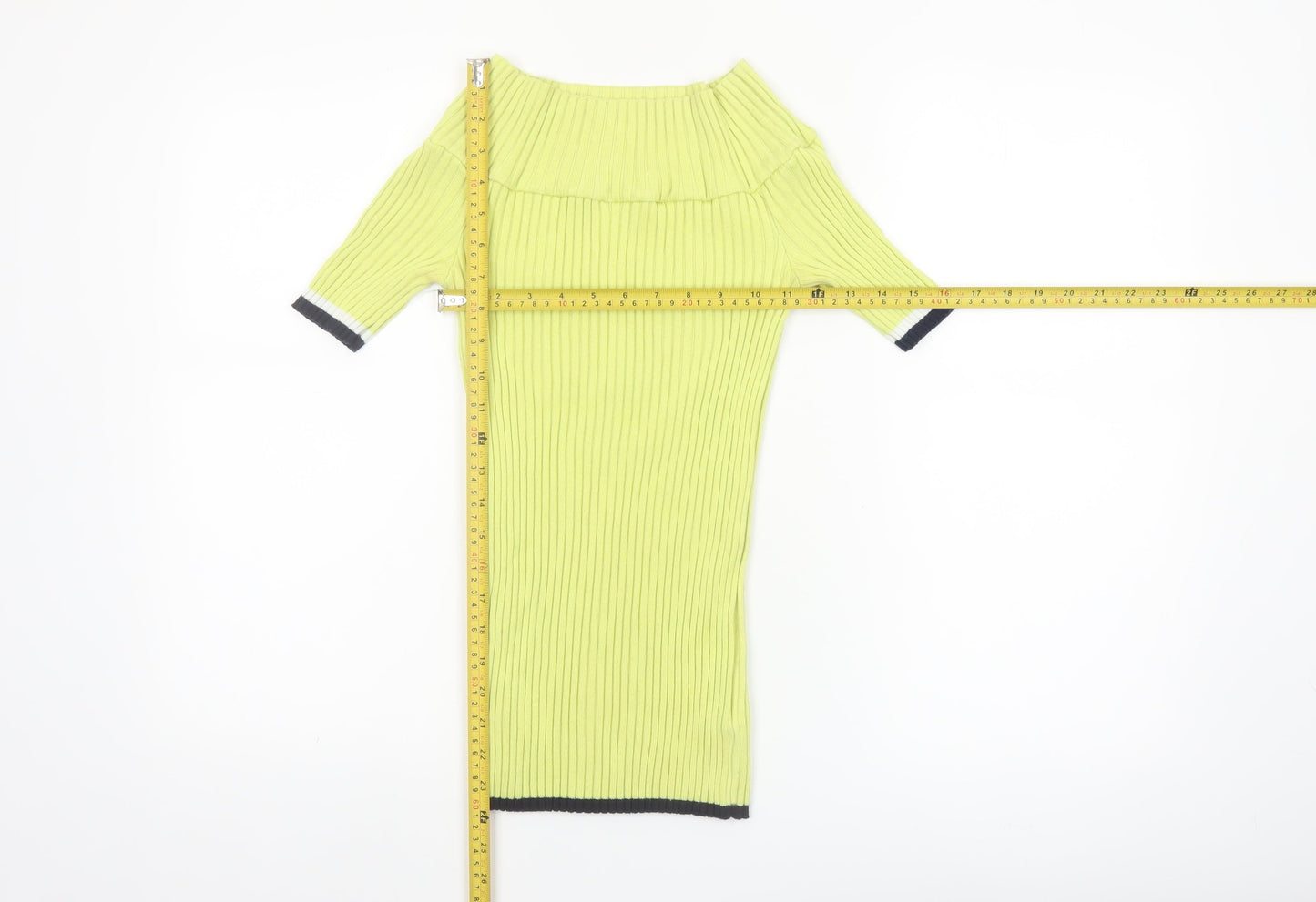 Next Womens Green Off Shoulder Ribbed Knit Jumper Size 12