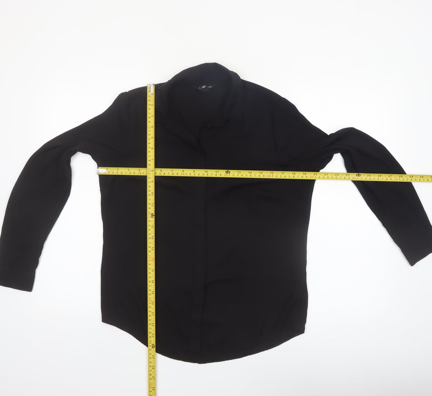 New Look Women's Black Long Sleeve Button-Up Chiffon Shirt Size 10