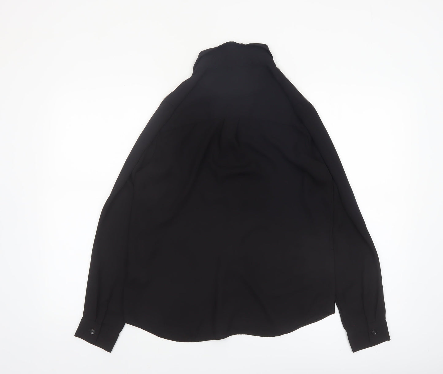 New Look Women's Black Long Sleeve Button-Up Chiffon Shirt Size 10