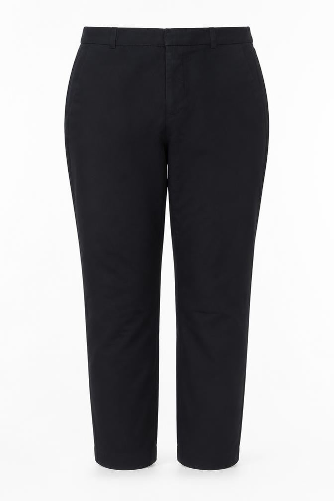 Zara Women Black Chino Trousers Size 10 Slim Fit Cotton Stretch