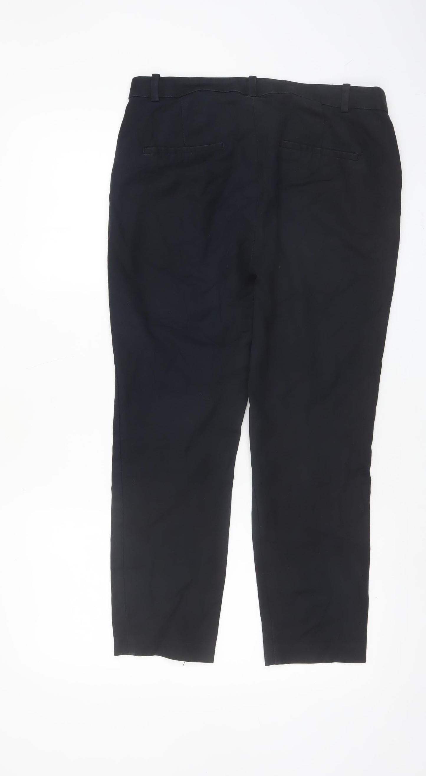 Zara Women Black Chino Trousers Size 10 Slim Fit Cotton Stretch