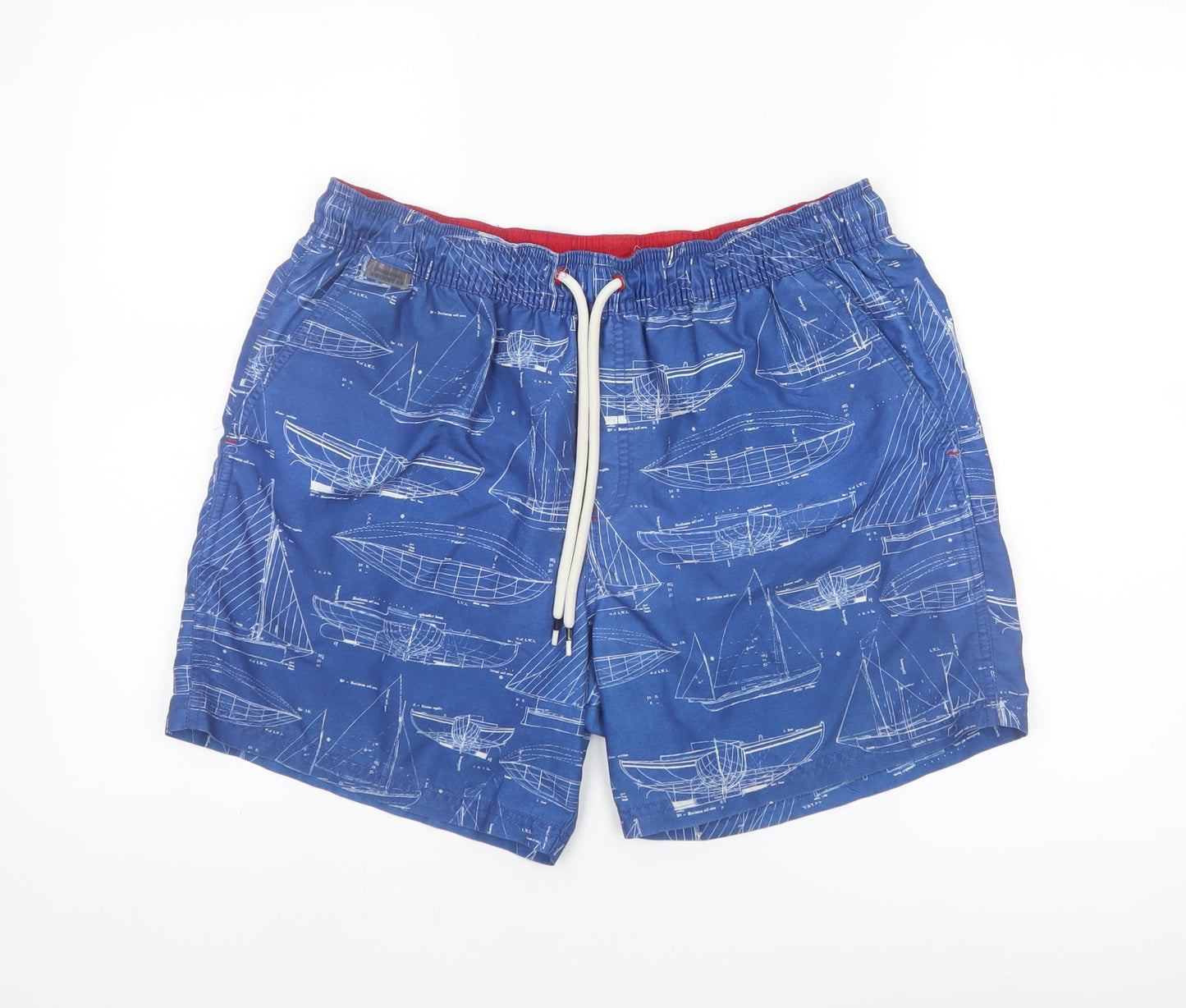 Marks and Spencer Men's Blue Nautical Print Swim Shorts Medium
