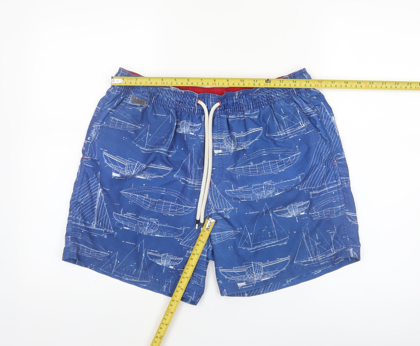 Marks and Spencer Men's Blue Nautical Print Swim Shorts Medium
