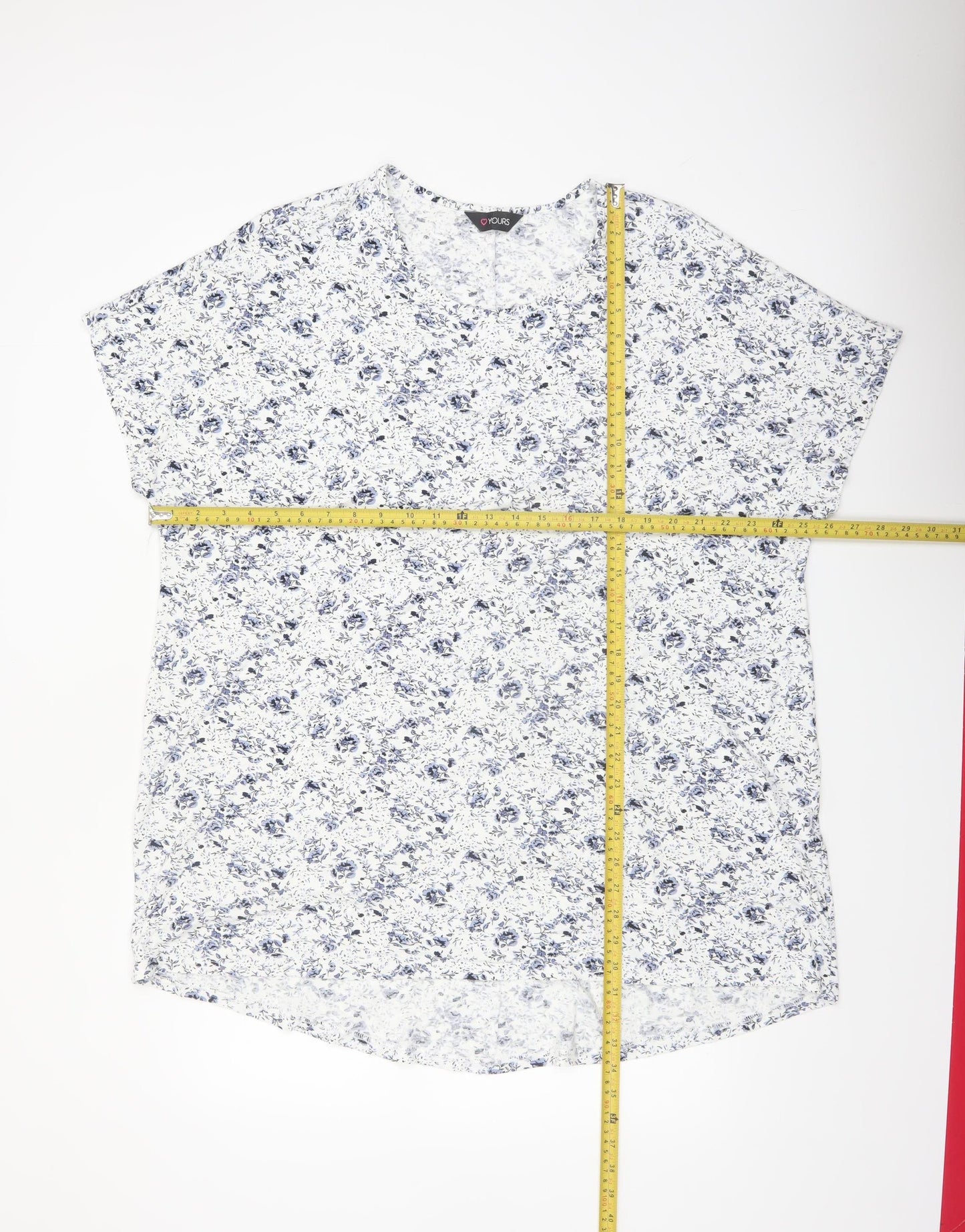 Yours Women's White Floral Viscose Stretch Plus Size 20 T-Shirt