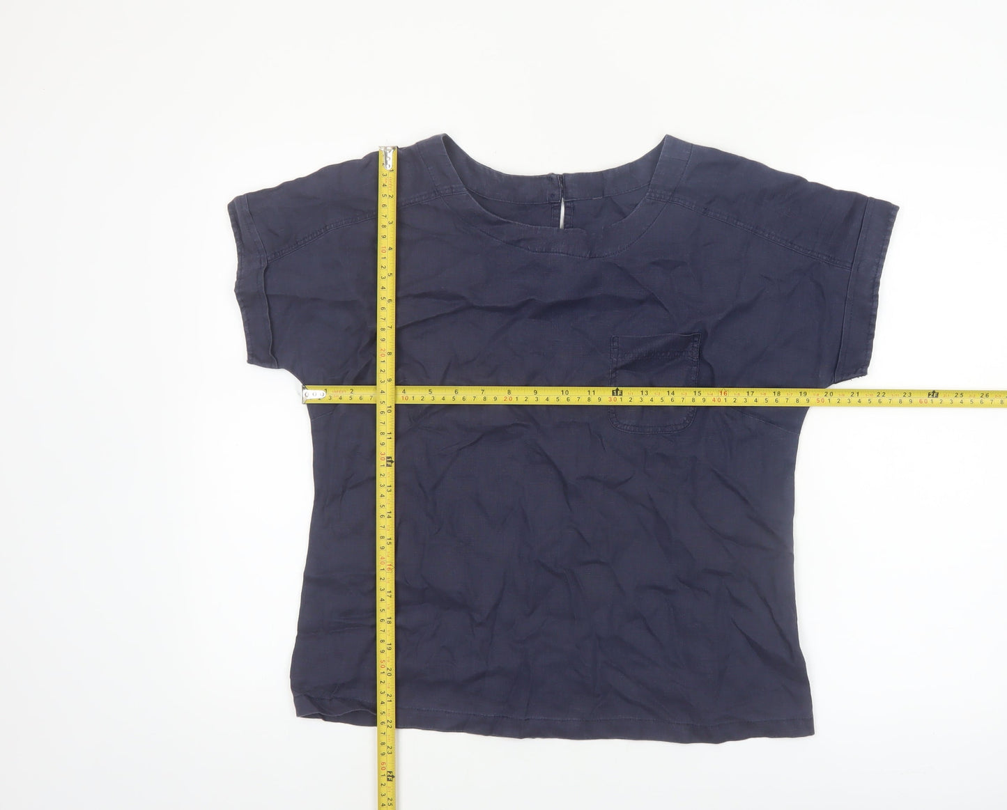 Marks and Spencer Women Blue Linen Short Sleeve Blouse UK 10