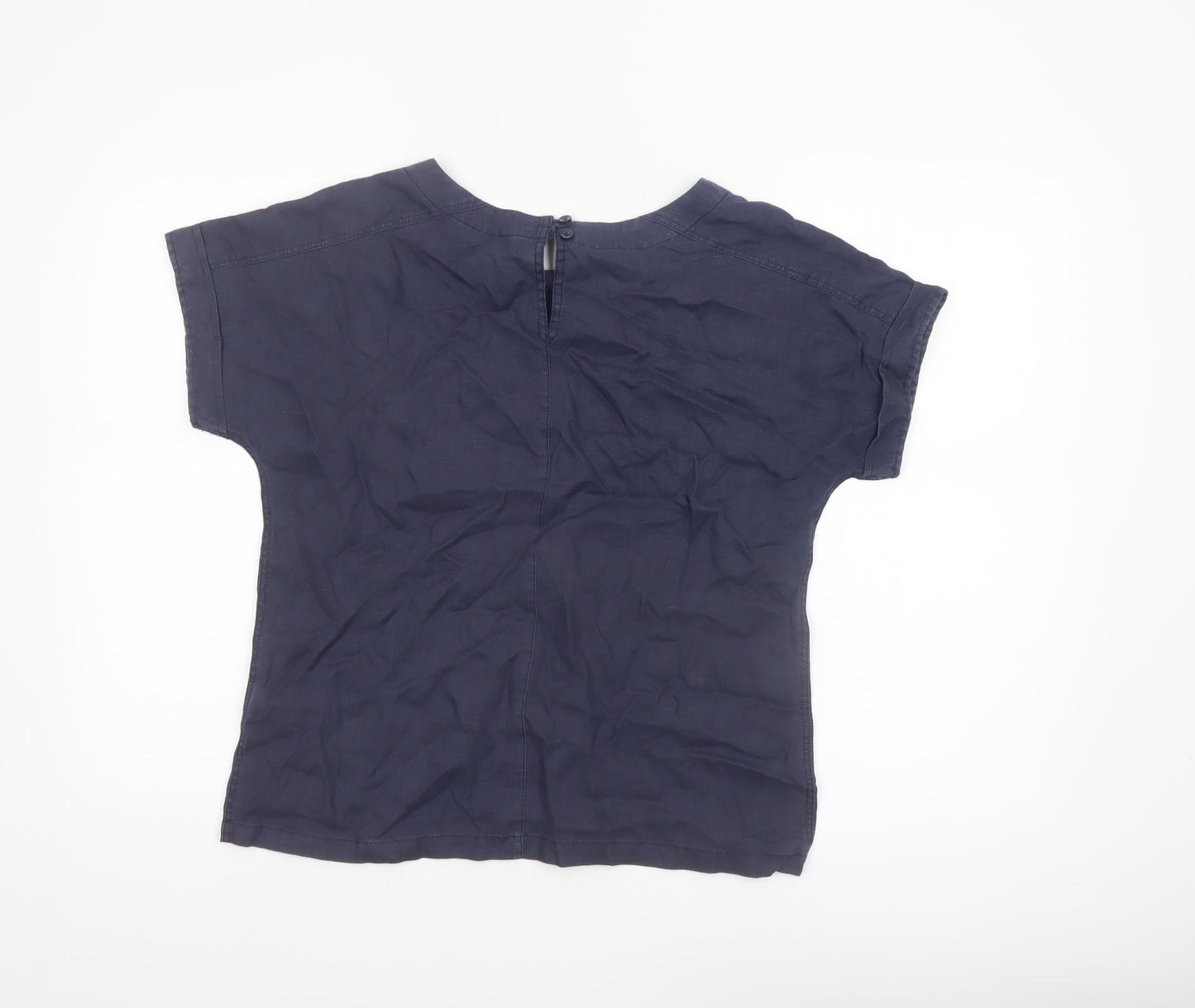 Marks and Spencer Women Blue Linen Short Sleeve Blouse UK 10