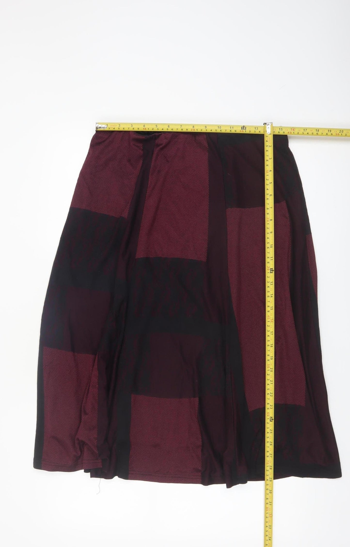 Anna Rose Women's Red Geometric Midi A-Line Skirt Size 14