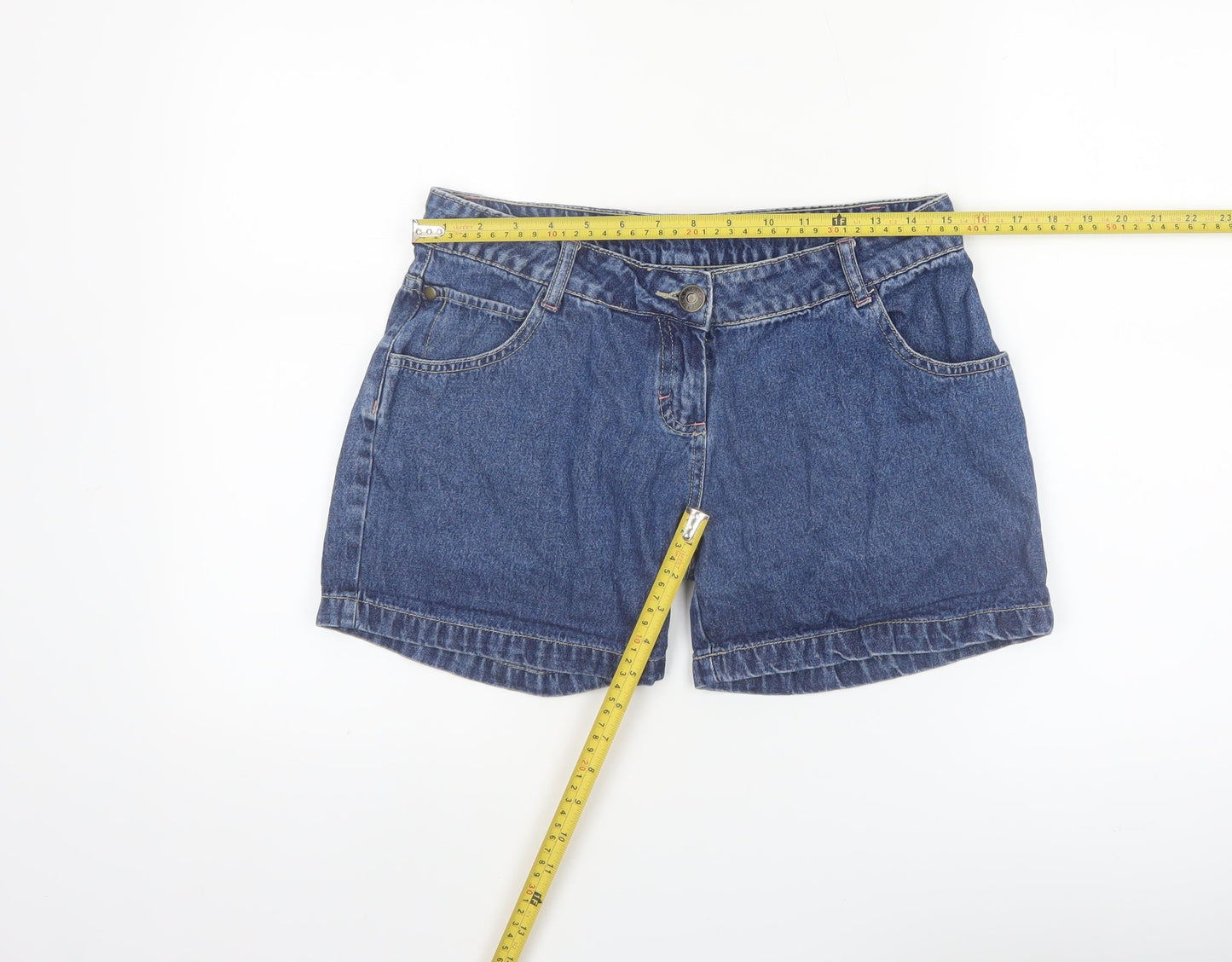 Denim Co Women Blue Cotton Chino Shorts Size 10 Casual
