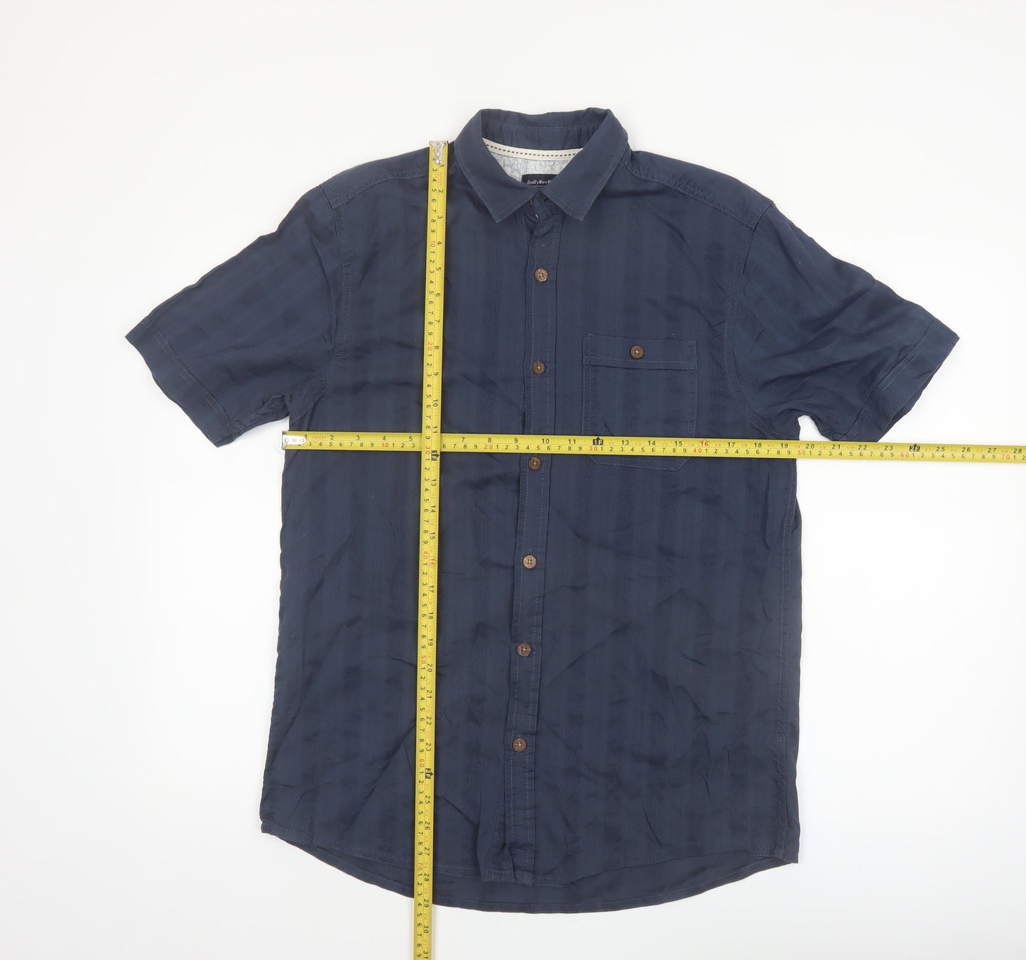 Boston Crew Men's Blue Cotton Short Sleeve Button-Up Shirt Size S