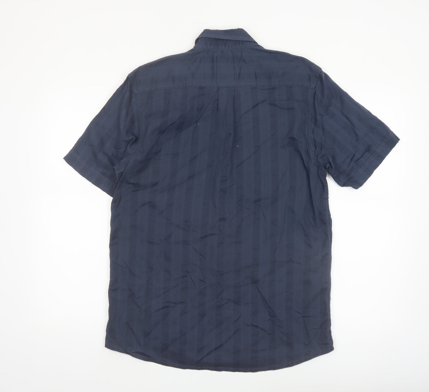 Boston Crew Men's Blue Cotton Short Sleeve Button-Up Shirt Size S