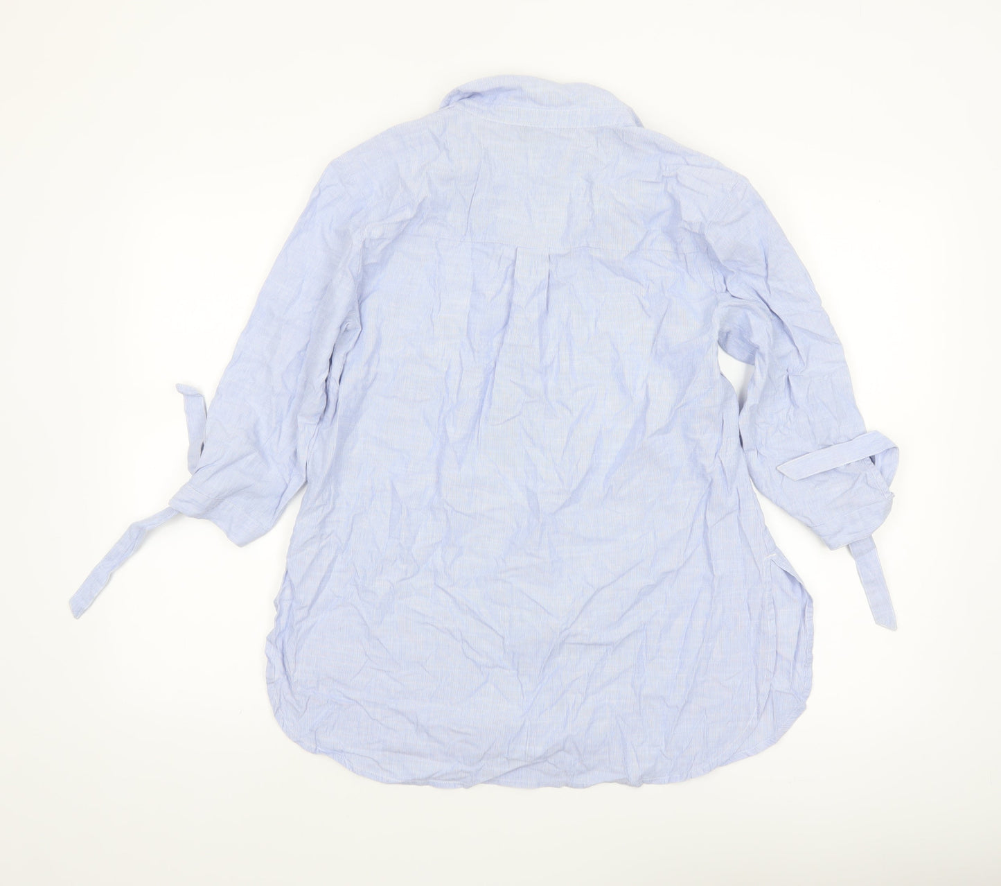 New Look Womens Blue 3/4 Sleeve Cotton Tunic Blouse Size 10