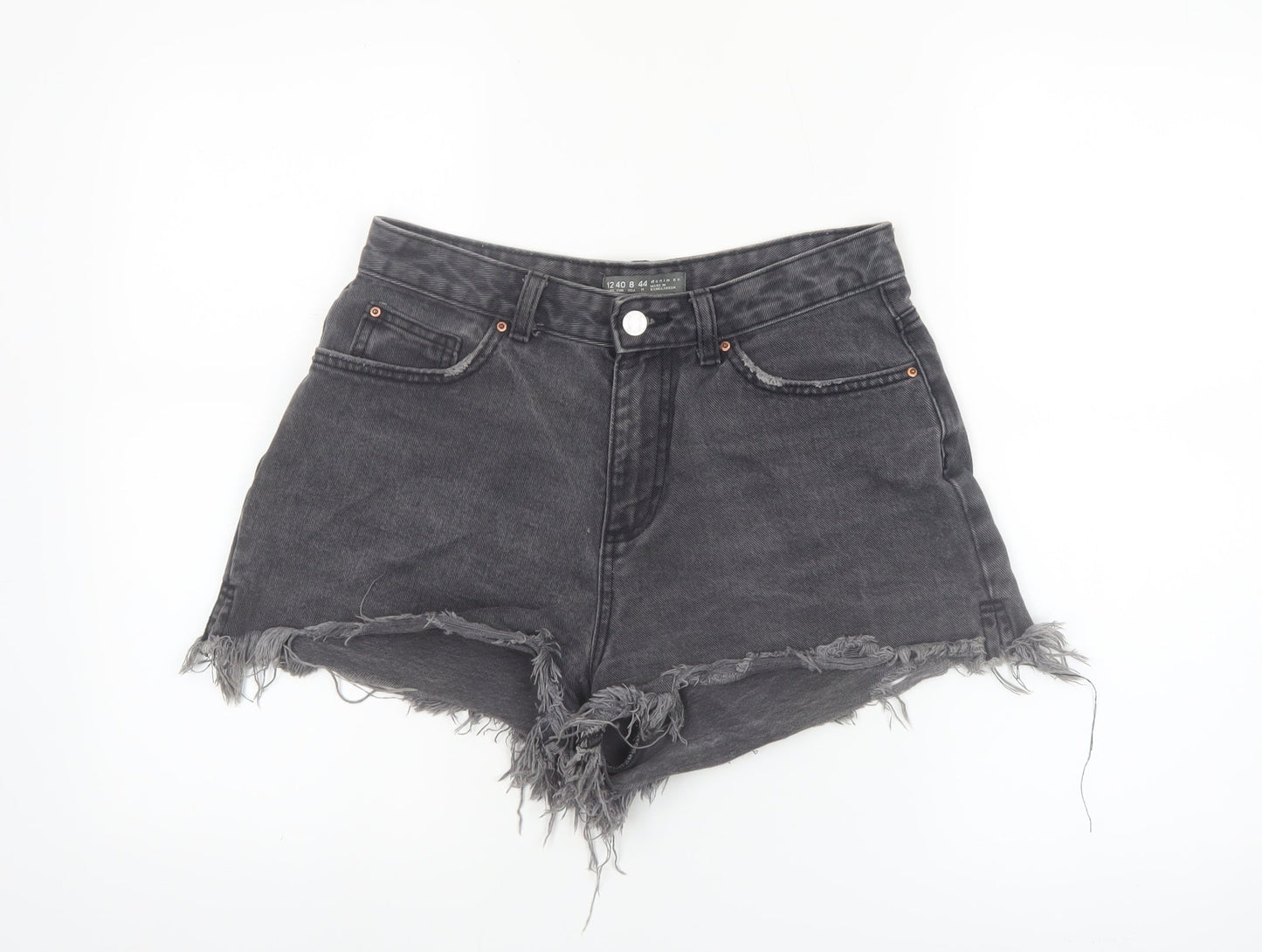 Denim Co Women Black High Rise Cut-Off Denim Shorts Size 12