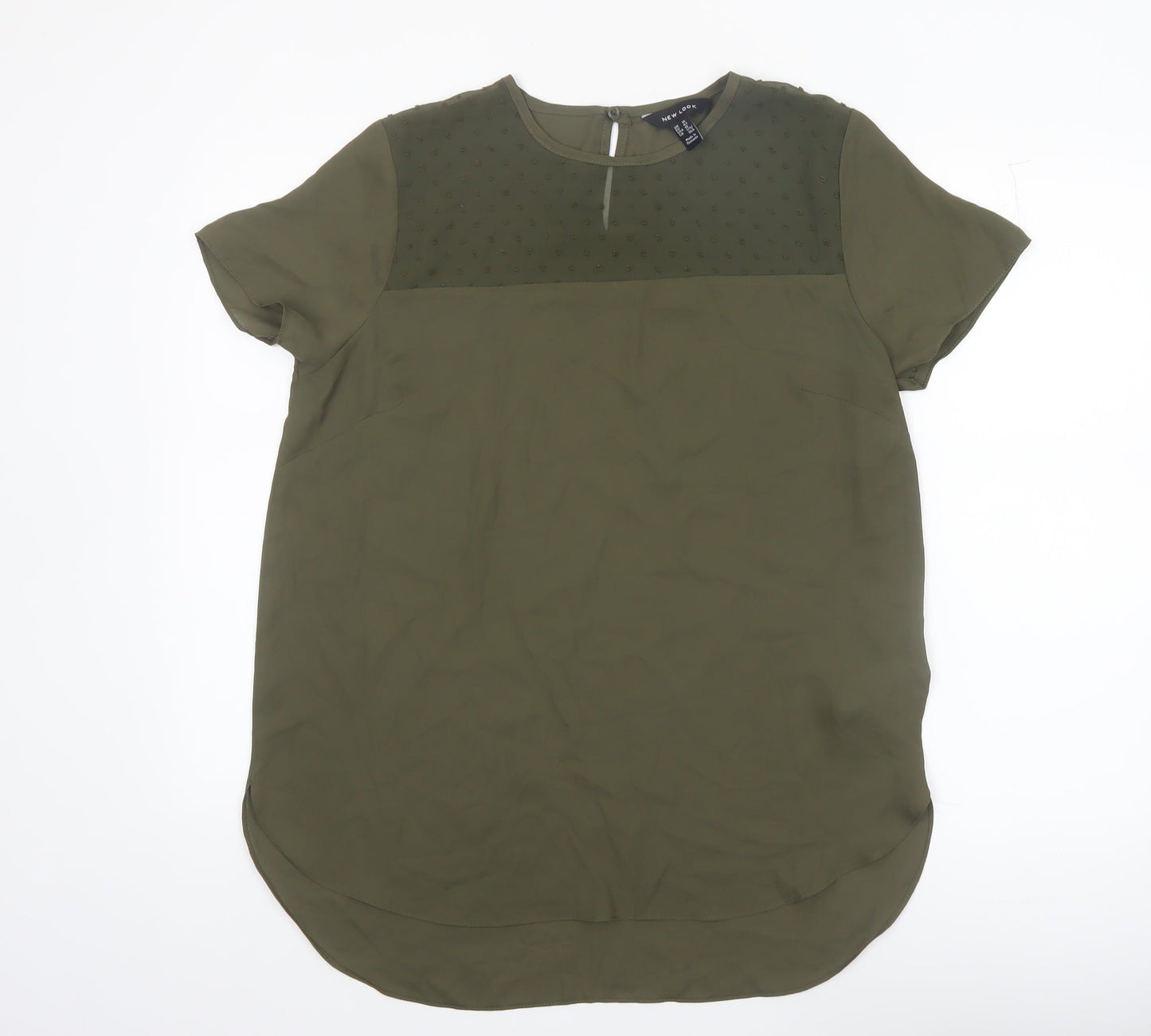 New Look Women’s Green Short Sleeve Crew Neck Chiffon Blouse Size 14