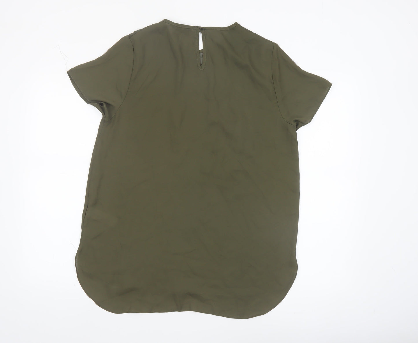 New Look Women’s Green Short Sleeve Crew Neck Chiffon Blouse Size 14