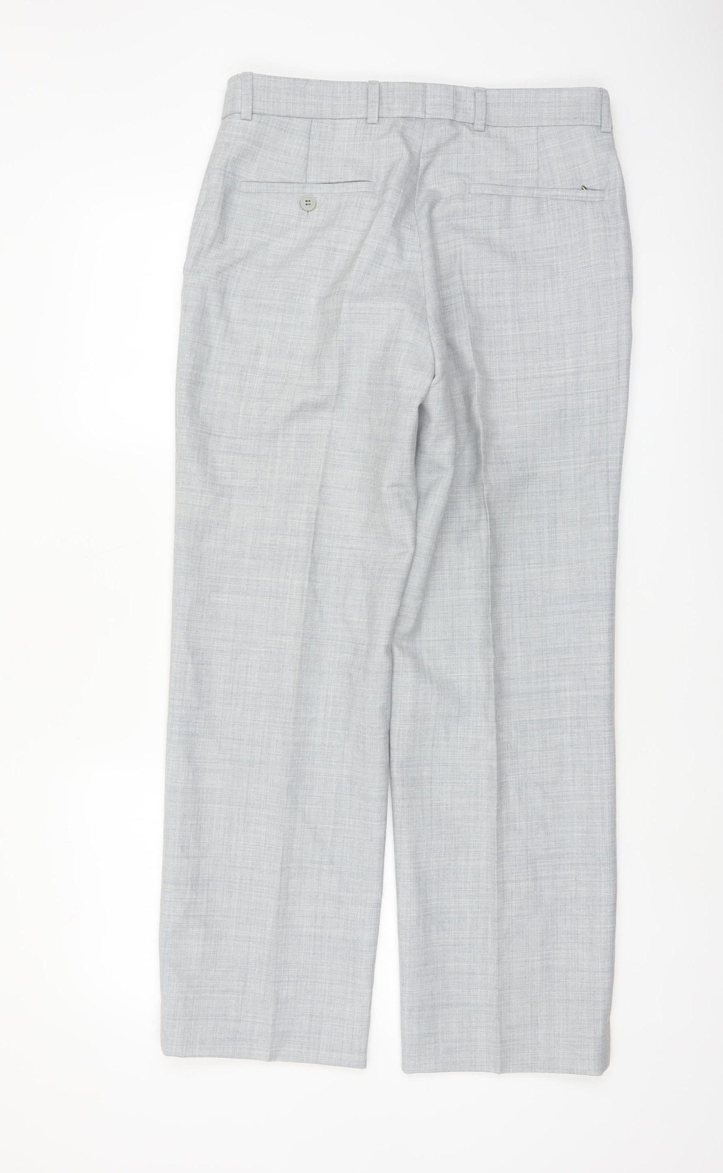Lancers Men's Grey Wool Blend Dress Pants 32S Regular Fit Formal Trousers