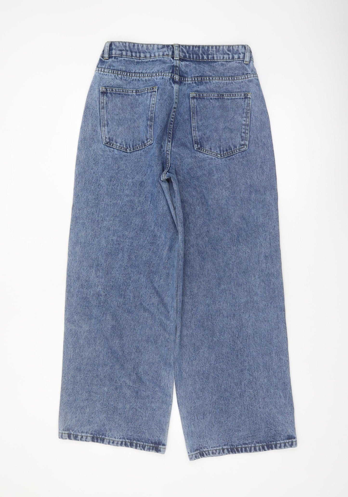 Boohoo Women's Blue Wide-Leg High Rise Denim Jeans Size 12