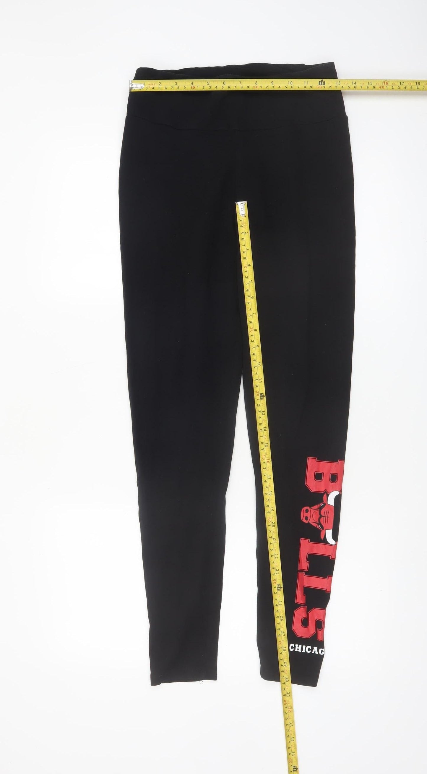 NBA Womens Black Leggings Small Cotton Stretch Chicago Bulls Print