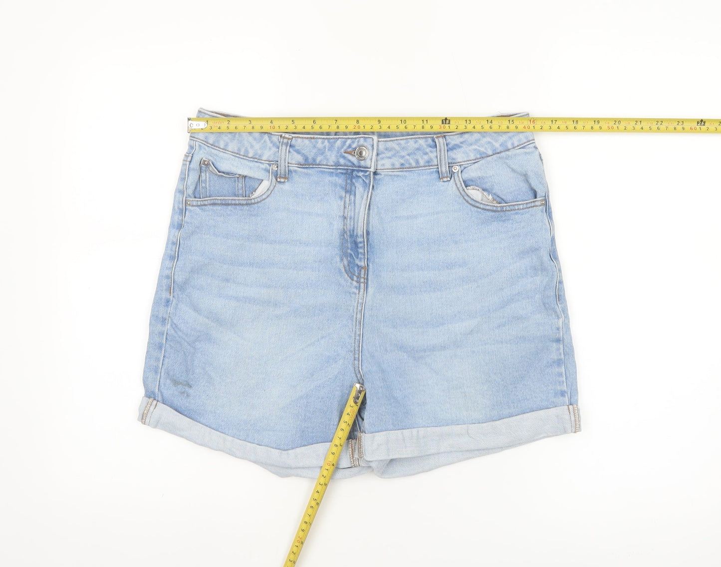 Papaya Women Blue Denim Boyfriend Shorts Size 14 Relaxed Fit