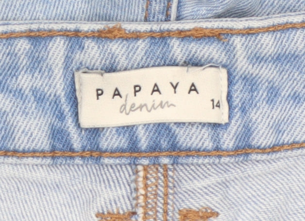 Papaya Women Blue Denim Boyfriend Shorts Size 14 Relaxed Fit