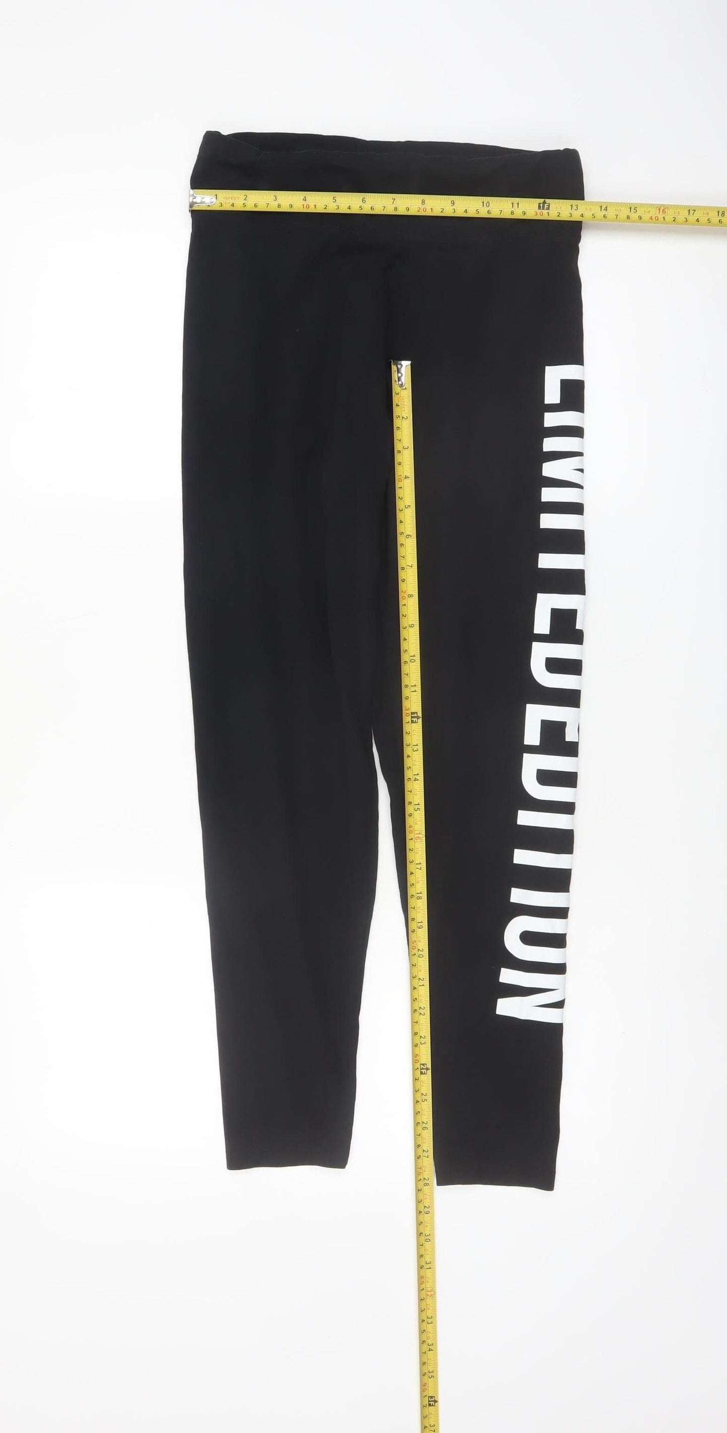Golddigga Womens Black Leggings Size 12 Stretch Logo Print