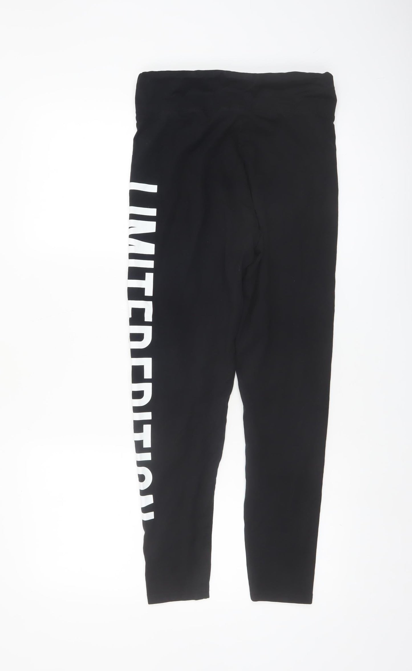 Golddigga Womens Black Leggings Size 12 Stretch Logo Print