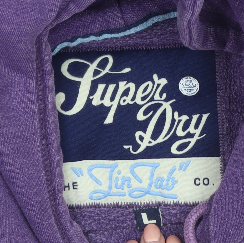Superdry Womens Purple Pullover Hoodie Size L Graphic Print