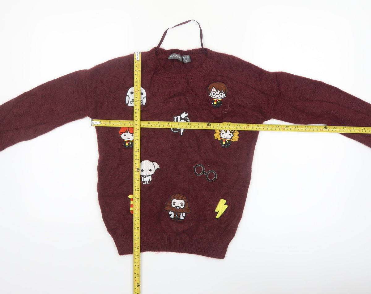 Back view of Harry Potter Women’s Red Crew Neck jumper 2XS Knit Long Sleeve