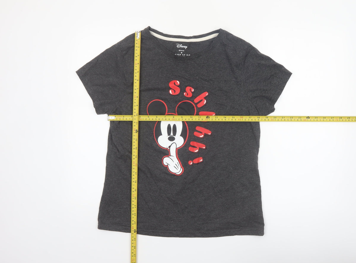Back view of Disney women’s grey mickey mouse graphic t-shirt, size M, 12-14