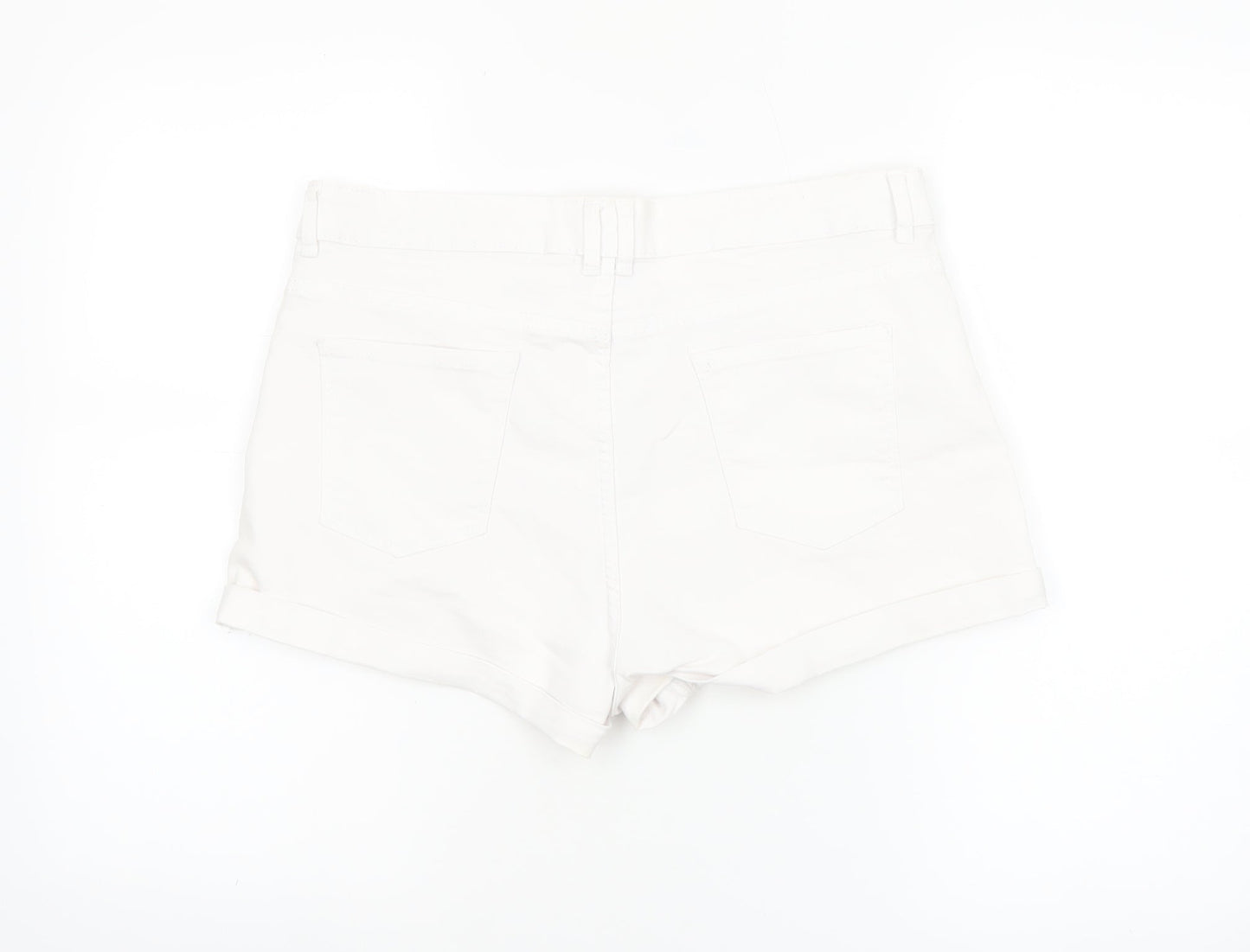 Peacocks Womens White Size 14 Denim Shorts 5-Pocket Design
